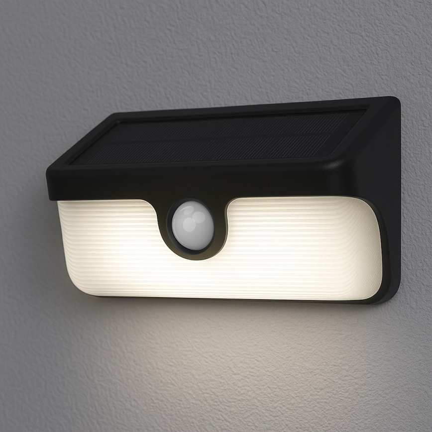 LED päikesepaneeliga seinavalgusti anduriga LINK LED/5W/3,7V 2000 mAh IP65 must
