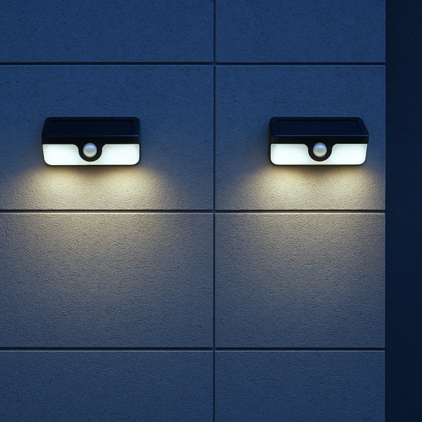 LED päikesepaneeliga seinavalgusti anduriga LINK LED/5W/3,7V 2000 mAh IP65 must