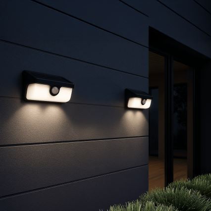 LED päikesepaneeliga seinavalgusti anduriga LINK LED/5W/3,7V 2000 mAh IP65 must