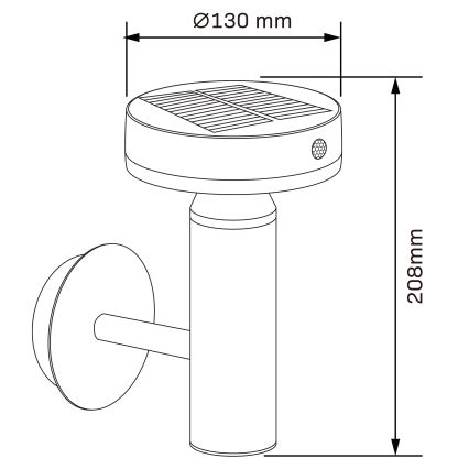 LED Päikesepaneeliga seinavalgusti koos anduriga GWINEA LED/4,5W/3,7V IP44 must