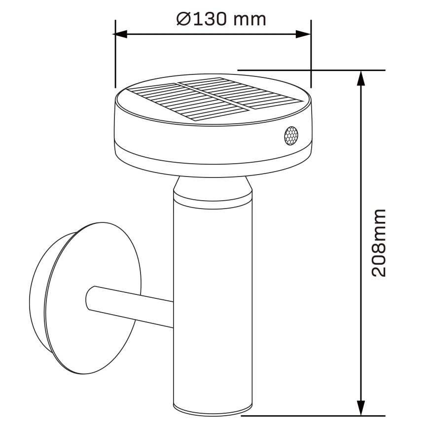 LED Päikesepaneeliga seinavalgusti koos anduriga GWINEA LED/4,5W/3,7V IP44 must