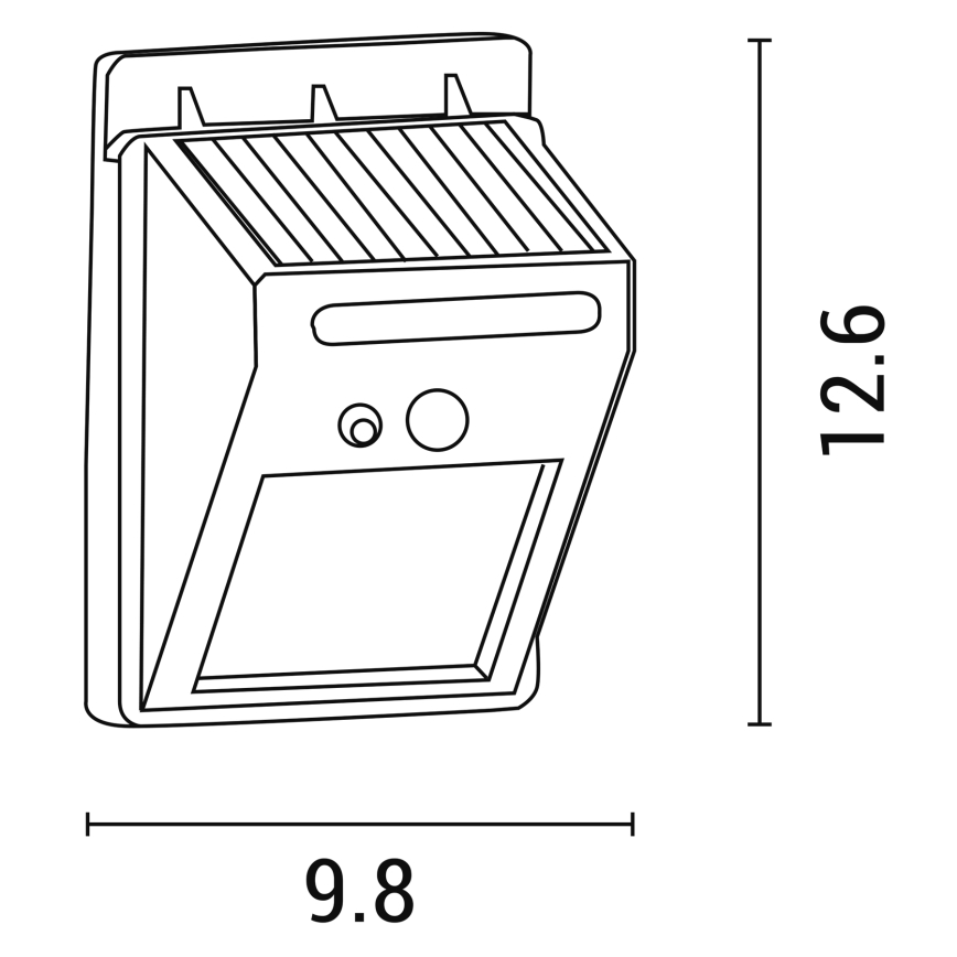 LED Päikesepaneeliga seinavalgusti koos anduriga LED/0,55W/3,7V 1200mAh 6500K IP65