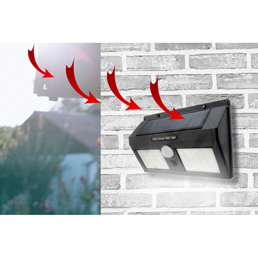 LED Päikesepaneeliga seinavalgusti koos anduriga LED/1,2W/3,7V 2400 mAh IP54