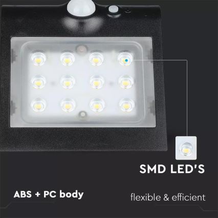 LED Päikesepaneeliga seinavalgusti koos anduriga LED/1.5W/3,7V IP65 1200 mAh