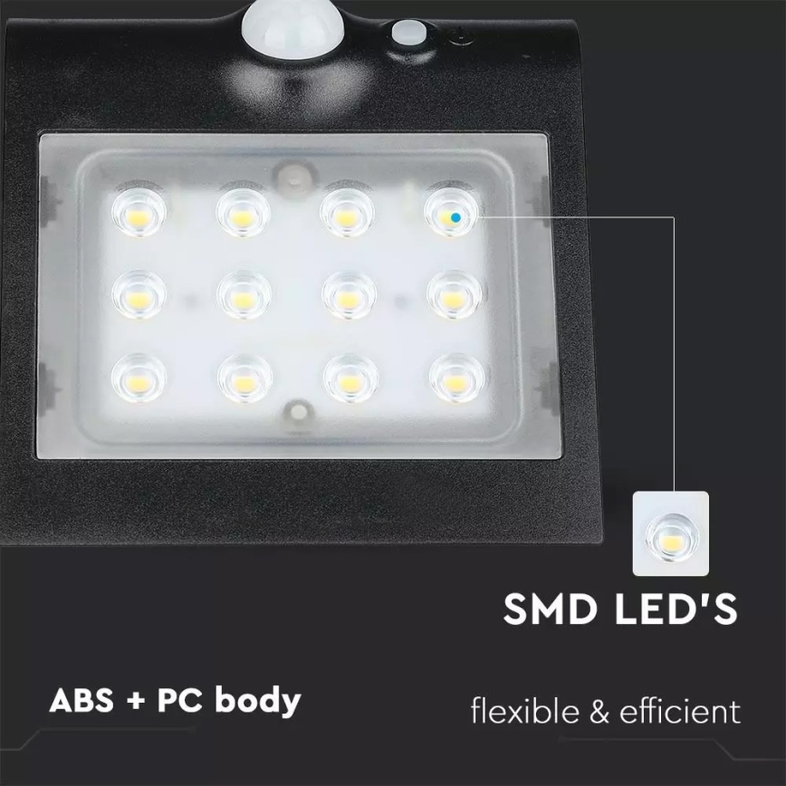 LED Päikesepaneeliga seinavalgusti koos anduriga LED/1.5W/3,7V IP65 1200 mAh