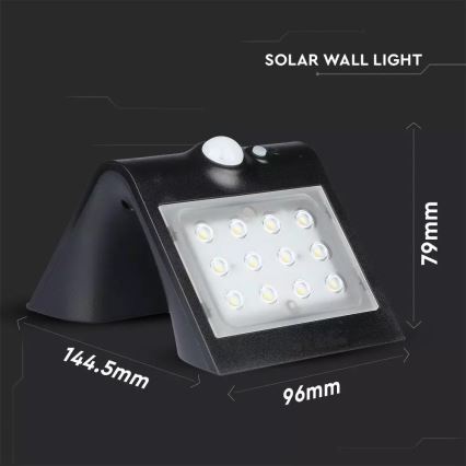 LED Päikesepaneeliga seinavalgusti koos anduriga LED/1.5W/3,7V IP65 1200 mAh
