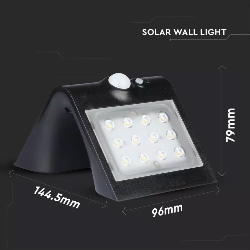 LED Päikesepaneeliga seinavalgusti koos anduriga LED/1.5W/3,7V IP65 1200 mAh