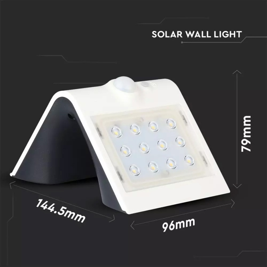LED Päikesepaneeliga seinavalgusti koos anduriga LED/1.5W/3,7V IP65 1200 mAh