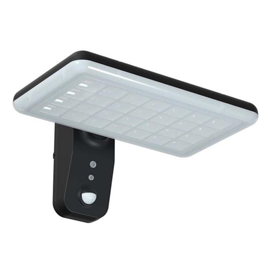 LED Päikesepaneeliga seinavalgusti koos anduriga LED/15W/3,2V 4000K/6000K IP65 6000 mAh must