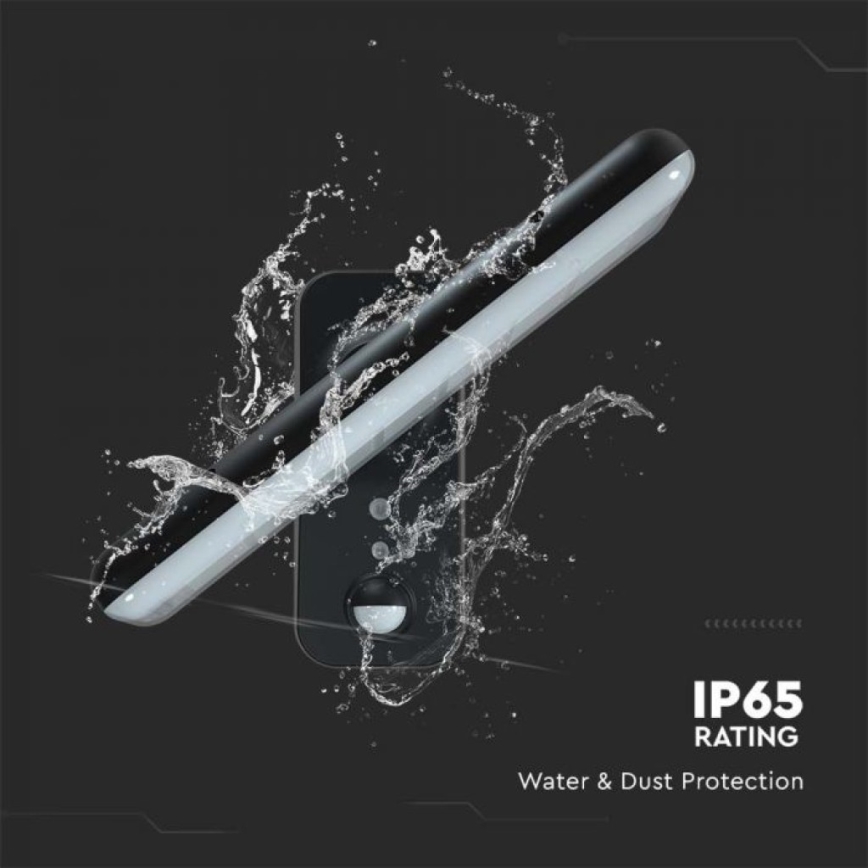 LED Päikesepaneeliga seinavalgusti koos anduriga LED/15W/3,2V 4000K/6000K IP65 6000 mAh must