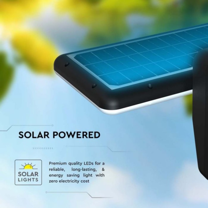 LED Päikesepaneeliga seinavalgusti koos anduriga LED/15W/3,2V 4000K/6000K IP65 6000 mAh must
