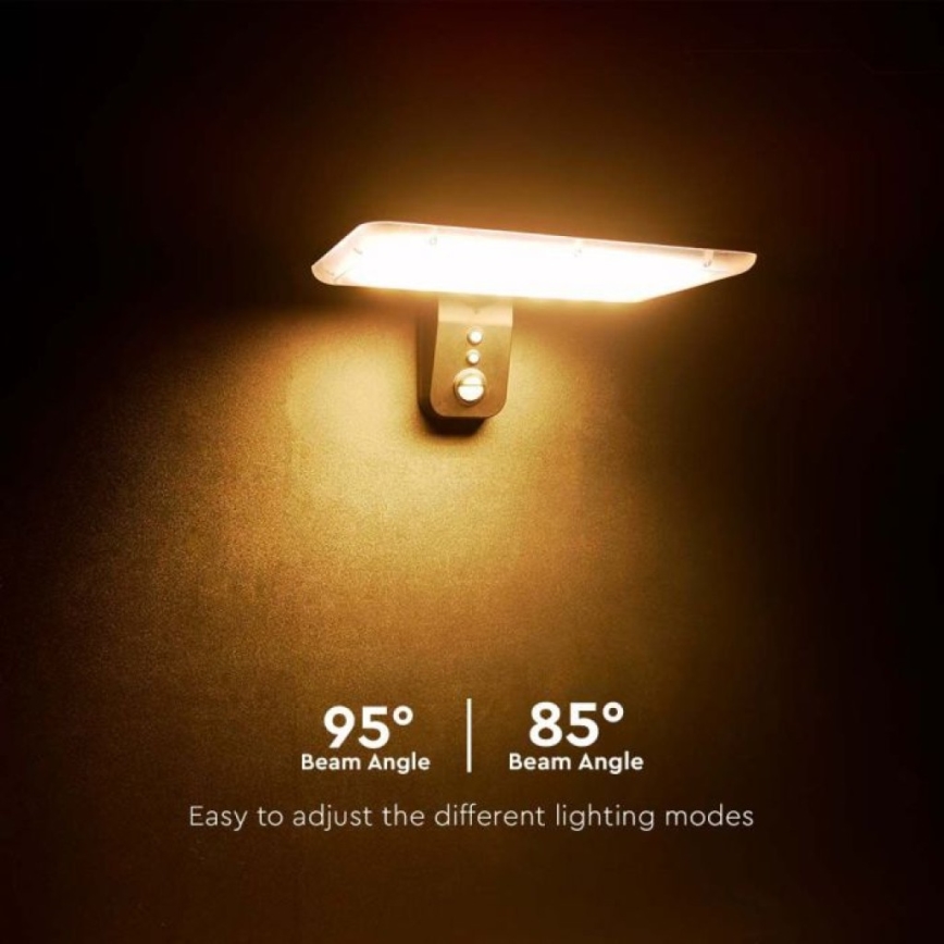 LED Päikesepaneeliga seinavalgusti koos anduriga LED/15W/3,2V 4000K/6000K IP65 6000 mAh must