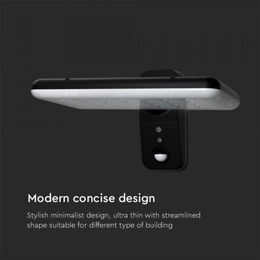 LED Päikesepaneeliga seinavalgusti koos anduriga LED/15W/3,2V 4000K/6000K IP65 6000 mAh must