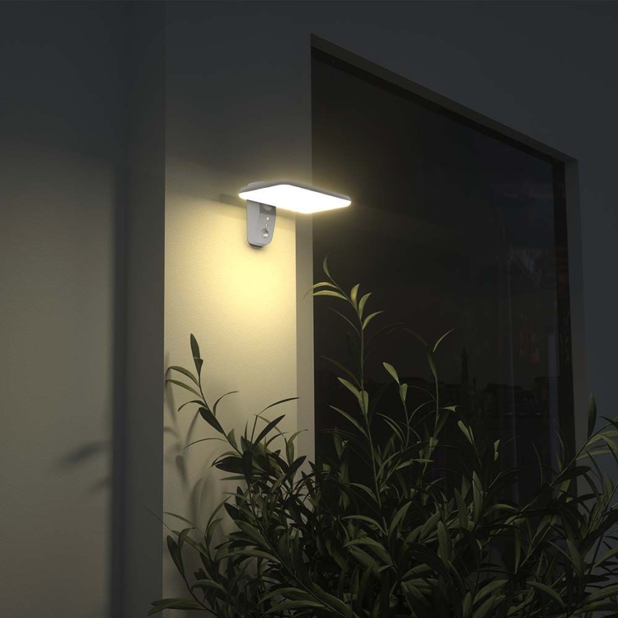 LED Päikesepaneeliga seinavalgusti koos anduriga LED/15W/3,2V 4000K/6000K IP65 6000 mAh valge