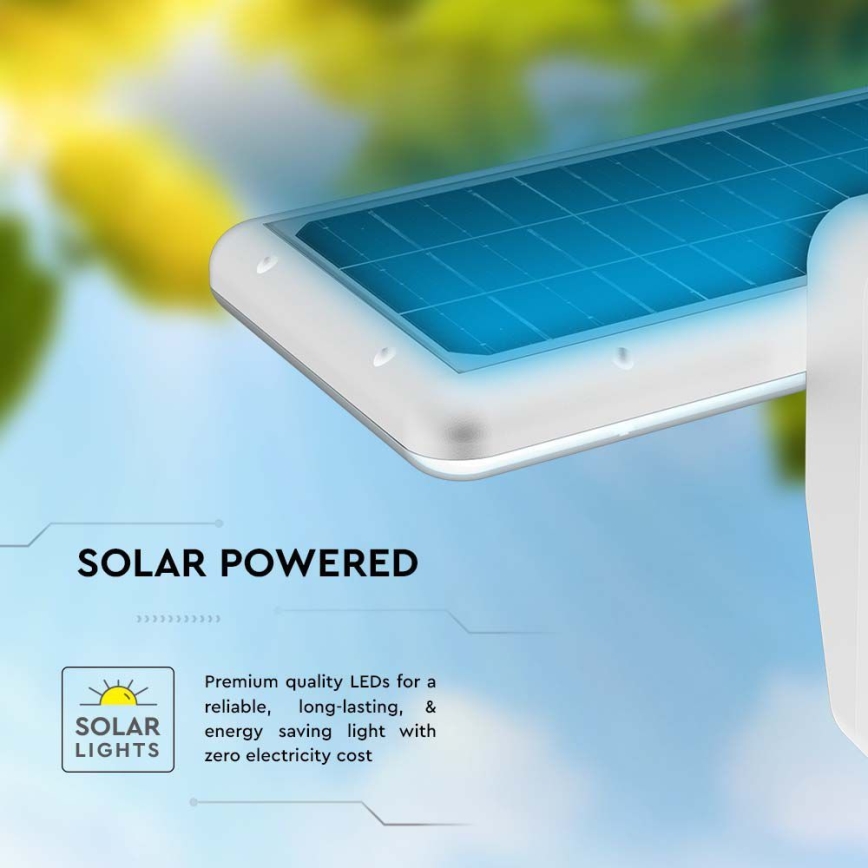 LED Päikesepaneeliga seinavalgusti koos anduriga LED/15W/3,2V 4000K/6000K IP65 6000 mAh valge