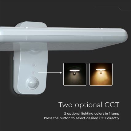 LED Päikesepaneeliga seinavalgusti koos anduriga LED/15W/3,2V 4000K/6000K IP65 6000 mAh valge