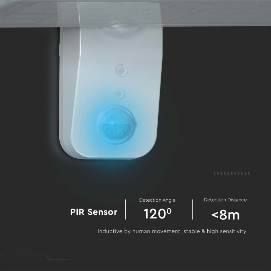 LED Päikesepaneeliga seinavalgusti koos anduriga LED/15W/3,2V 4000K/6000K IP65 6000 mAh valge