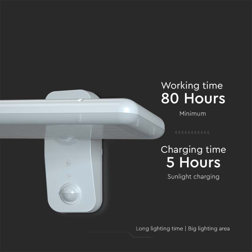 LED Päikesepaneeliga seinavalgusti koos anduriga LED/15W/3,2V 4000K/6000K IP65 6000 mAh valge