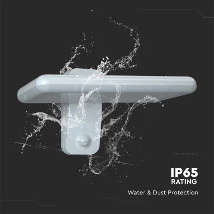 LED Päikesepaneeliga seinavalgusti koos anduriga LED/15W/3,2V 4000K/6000K IP65 6000 mAh valge