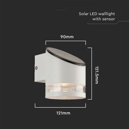 LED Päikesepaneeliga seinavalgusti koos anduriga LED/1W/3,7V IP44 3000K valge