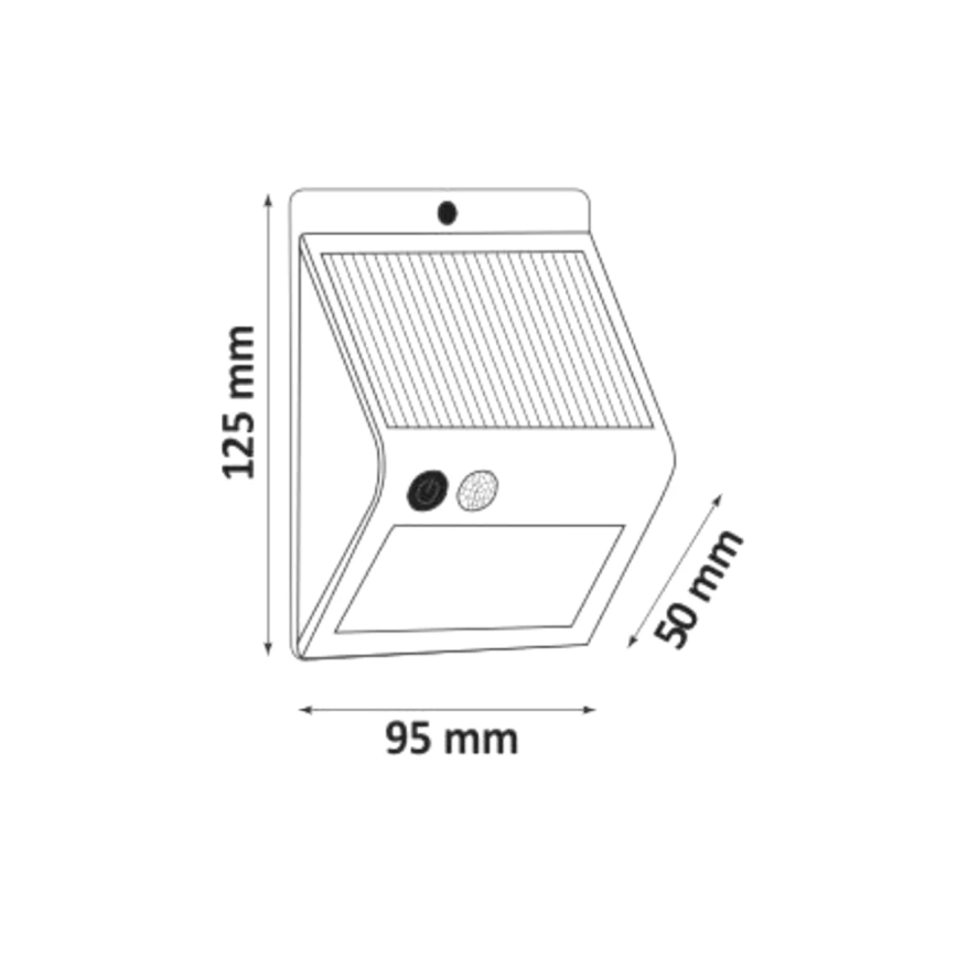 LED Päikesepaneeliga seinavalgusti koos anduriga LED/2,2W/3,7V 2200 mAh IP44
