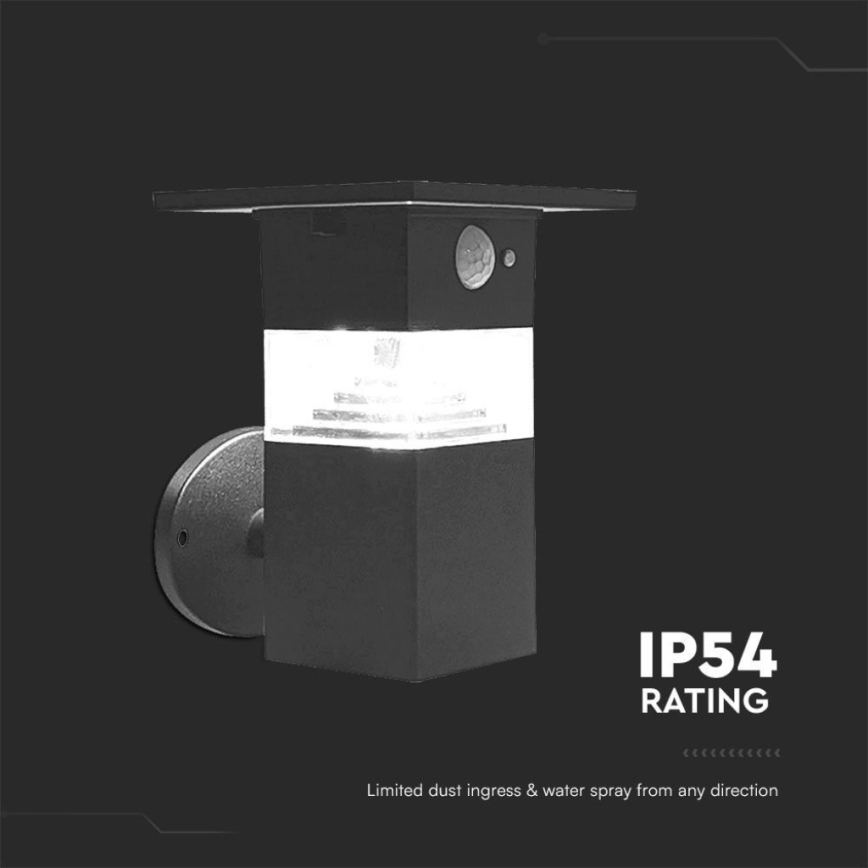 LED Päikesepaneeliga seinavalgusti koos anduriga LED/2,5W/3,7V IP54 3000K 2200 mAh