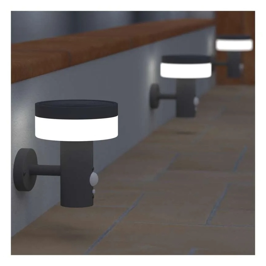 LED Päikesepaneeliga seinavalgusti koos anduriga LED/2W/3,7V 1200 mAh IP44