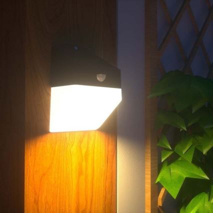 LED Päikesepaneeliga seinavalgusti koos anduriga LED/2W/3,7V 4000K IP65 1200 mAh