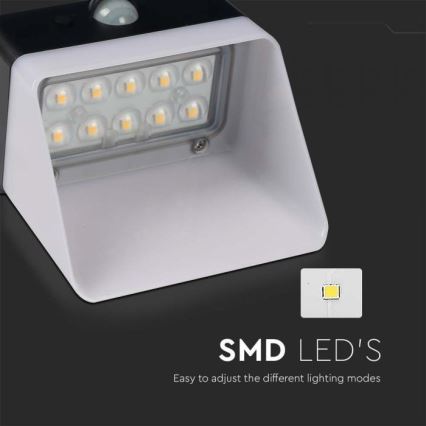 LED Päikesepaneeliga seinavalgusti koos anduriga LED/2W/3,7V 4000K IP65 1200 mAh