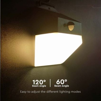 LED Päikesepaneeliga seinavalgusti koos anduriga LED/2W/3,7V 4000K IP65 1200 mAh