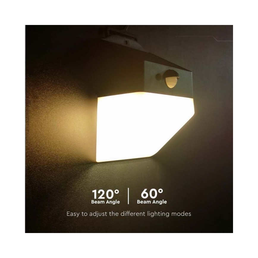 LED Päikesepaneeliga seinavalgusti koos anduriga LED/2W/3,7V 4000K IP65 1200 mAh