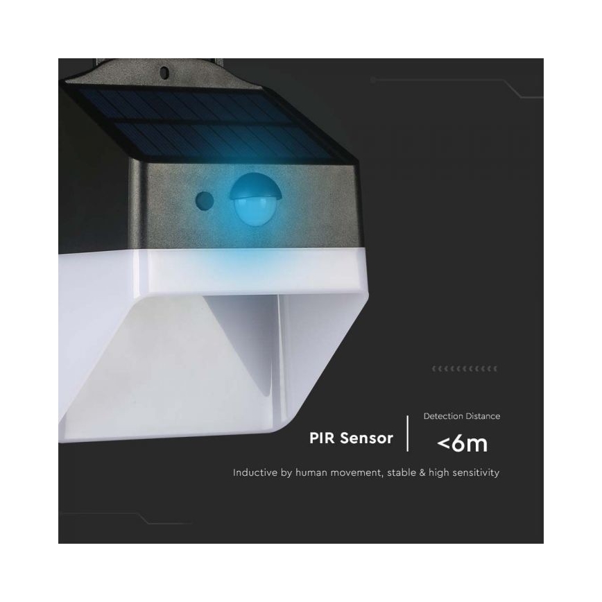 LED Päikesepaneeliga seinavalgusti koos anduriga LED/2W/3,7V 4000K IP65 1200 mAh