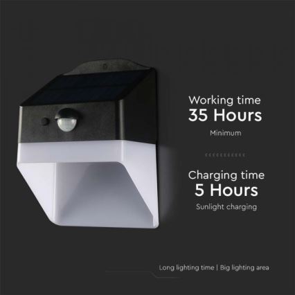 LED Päikesepaneeliga seinavalgusti koos anduriga LED/2W/3,7V 4000K IP65 1200 mAh