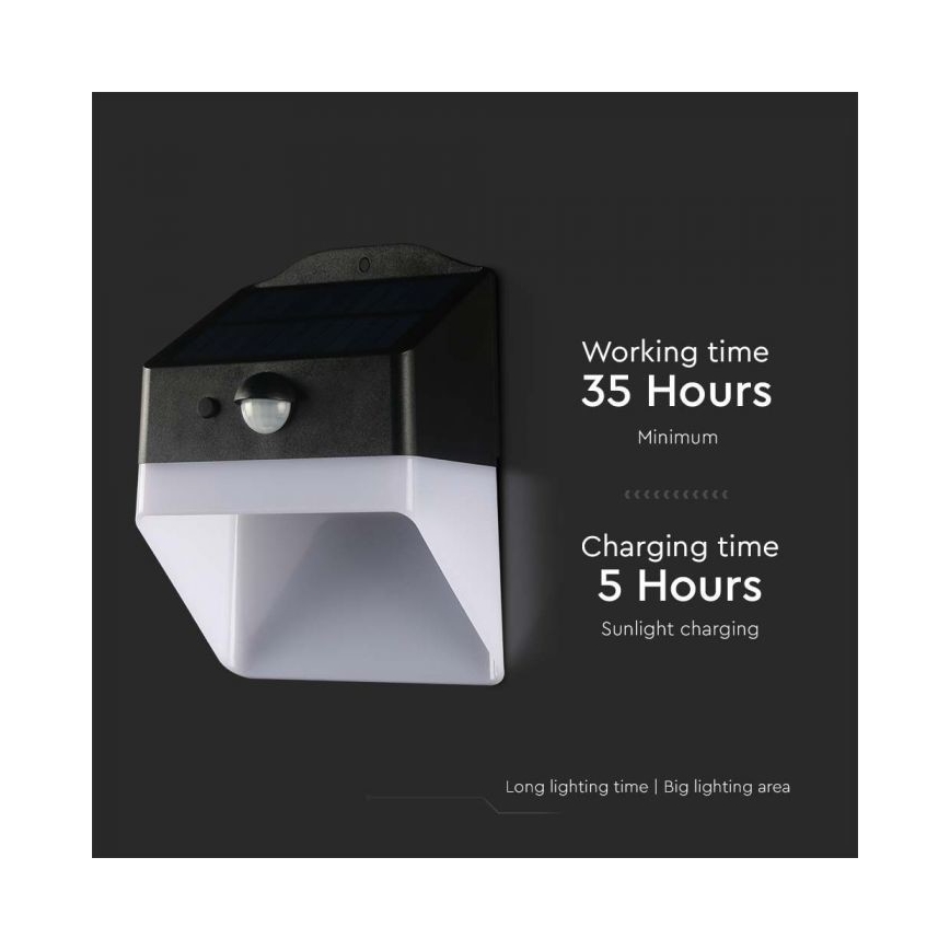 LED Päikesepaneeliga seinavalgusti koos anduriga LED/2W/3,7V 4000K IP65 1200 mAh