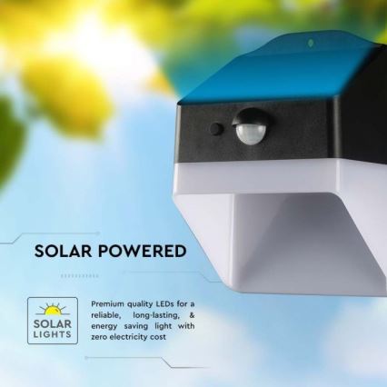 LED Päikesepaneeliga seinavalgusti koos anduriga LED/2W/3,7V 4000K IP65 1200 mAh