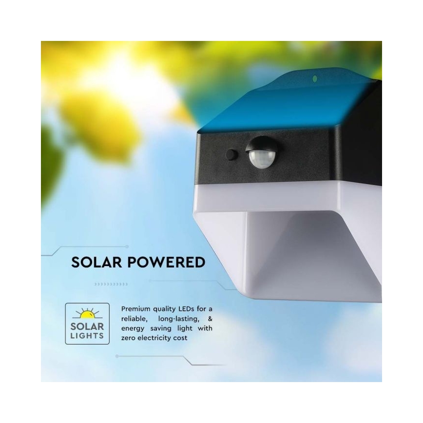 LED Päikesepaneeliga seinavalgusti koos anduriga LED/2W/3,7V 4000K IP65 1200 mAh