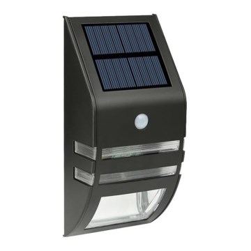 LED Päikesepaneeliga seinavalgusti koos anduriga LED/3,7V IP44 must