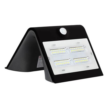 LED Päikesepaneeliga seinavalgusti koos anduriga LED/3W/3,7V 3000/4000K IP65 must
