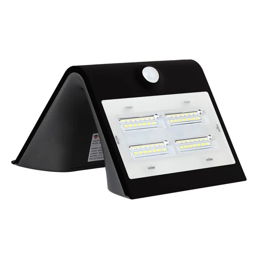 LED Päikesepaneeliga seinavalgusti koos anduriga LED/3W/3,7V 3000/4000K IP65 must