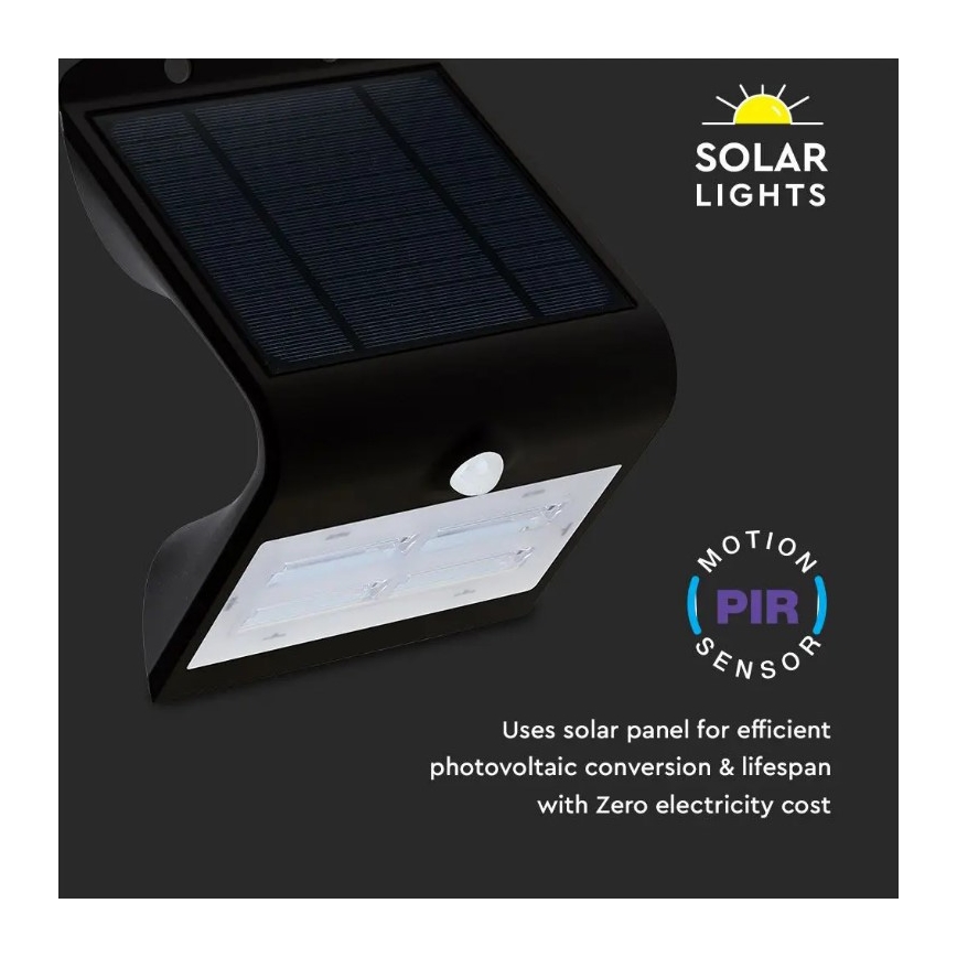 LED Päikesepaneeliga seinavalgusti koos anduriga LED/3W/3,7V 3000/4000K IP65 must