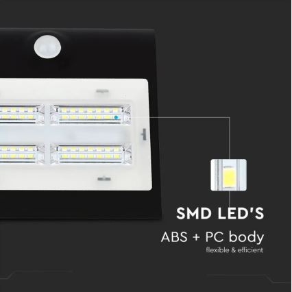 LED Päikesepaneeliga seinavalgusti koos anduriga LED/3W/3,7V 3000/4000K IP65 must
