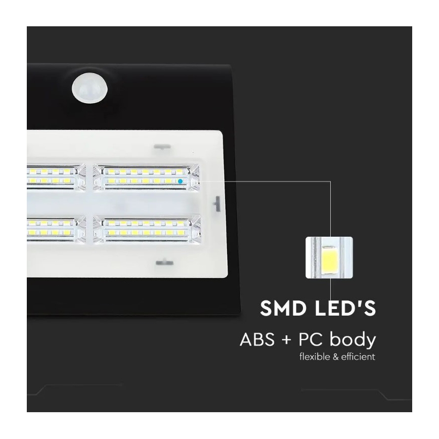 LED Päikesepaneeliga seinavalgusti koos anduriga LED/3W/3,7V 3000/4000K IP65 must
