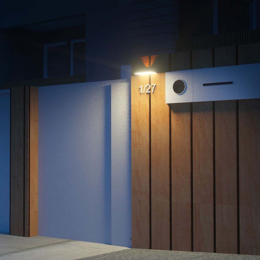 LED Päikesepaneeliga seinavalgusti koos anduriga LED/3W/3,7V 3000K/4000K IP65 1200 mAh must