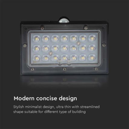 LED Päikesepaneeliga seinavalgusti koos anduriga LED/3W/3,7V 3000K/4000K IP65 1200 mAh must