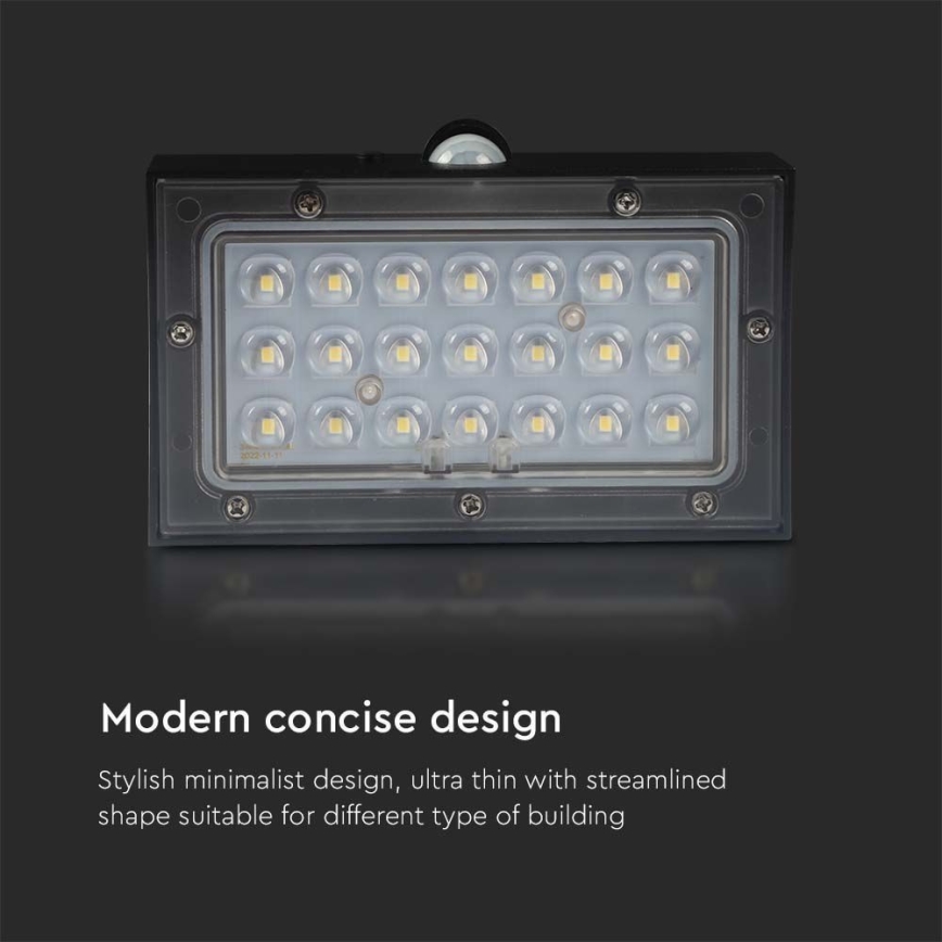 LED Päikesepaneeliga seinavalgusti koos anduriga LED/3W/3,7V 3000K/4000K IP65 1200 mAh must
