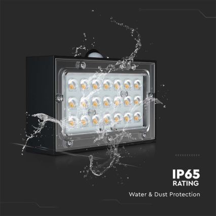 LED Päikesepaneeliga seinavalgusti koos anduriga LED/3W/3,7V 3000K/4000K IP65 1200 mAh must