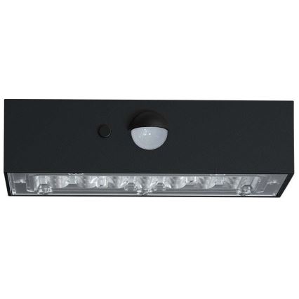 LED Päikesepaneeliga seinavalgusti koos anduriga LED/3W/3,7V 3000K/4000K IP65 1200 mAh must