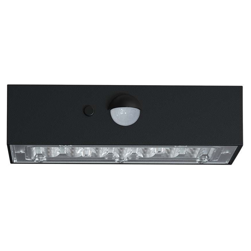 LED Päikesepaneeliga seinavalgusti koos anduriga LED/3W/3,7V 3000K/4000K IP65 1200 mAh must
