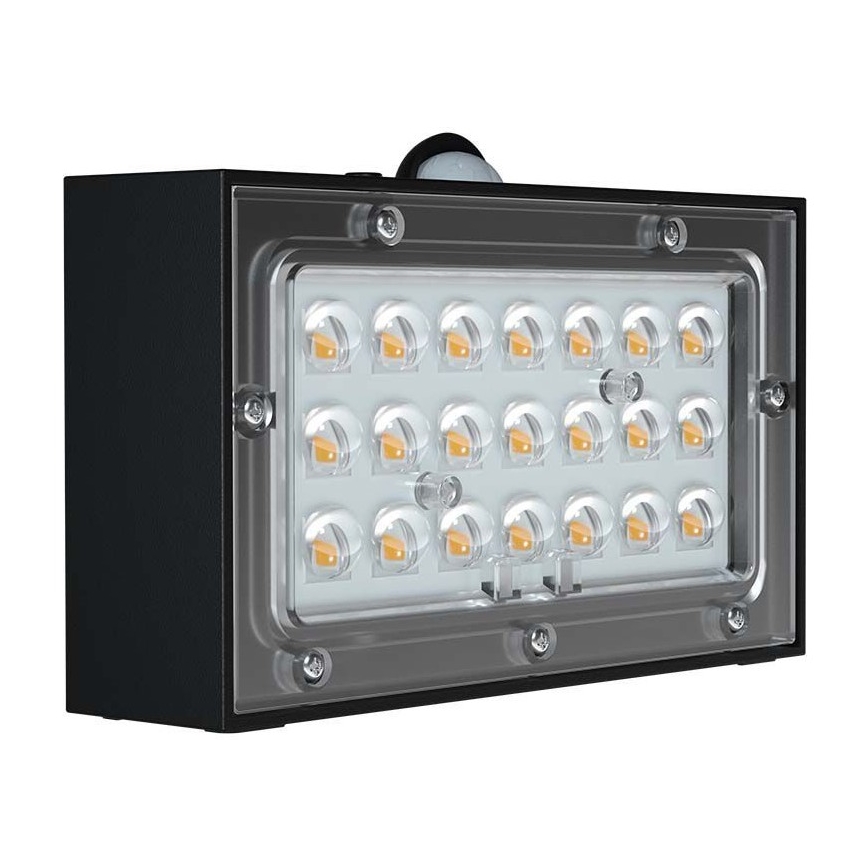 LED Päikesepaneeliga seinavalgusti koos anduriga LED/3W/3,7V 3000K/4000K IP65 1200 mAh must