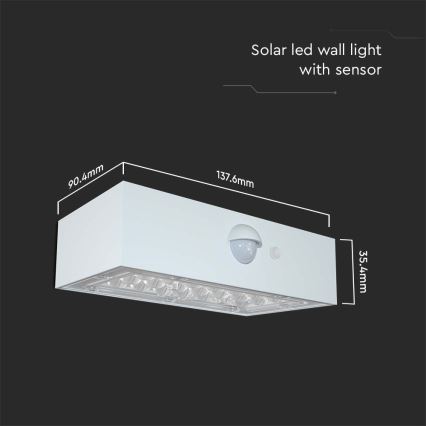 LED Päikesepaneeliga seinavalgusti koos anduriga LED/3W/3,7V 3000K/4000K IP65 valge